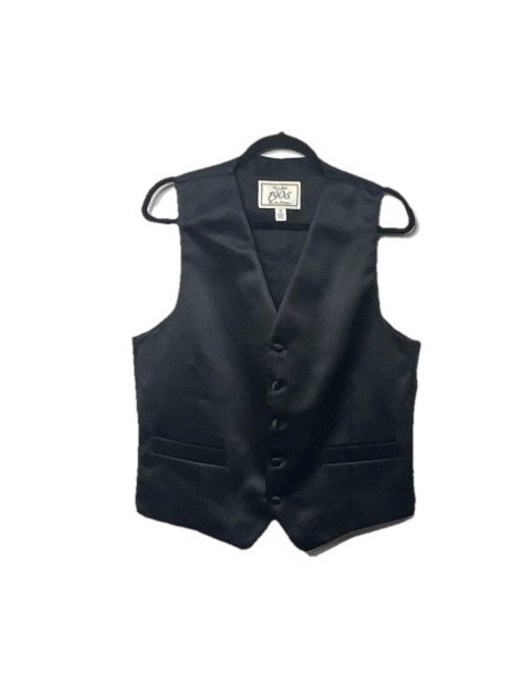 Jos. A. Bank Black Satin Vest - Classic Five-Button